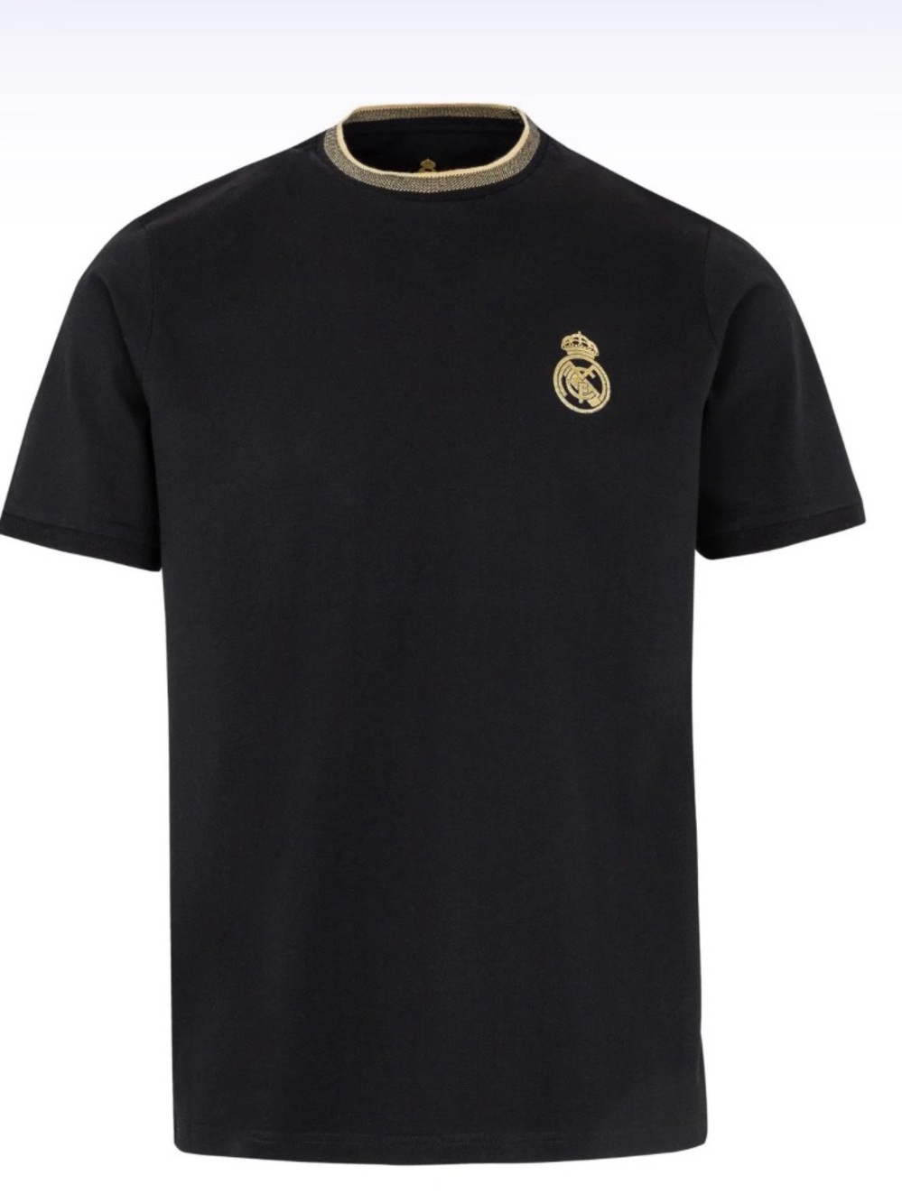 Real Madrid Men's Black & Gold Crest T-Shirt